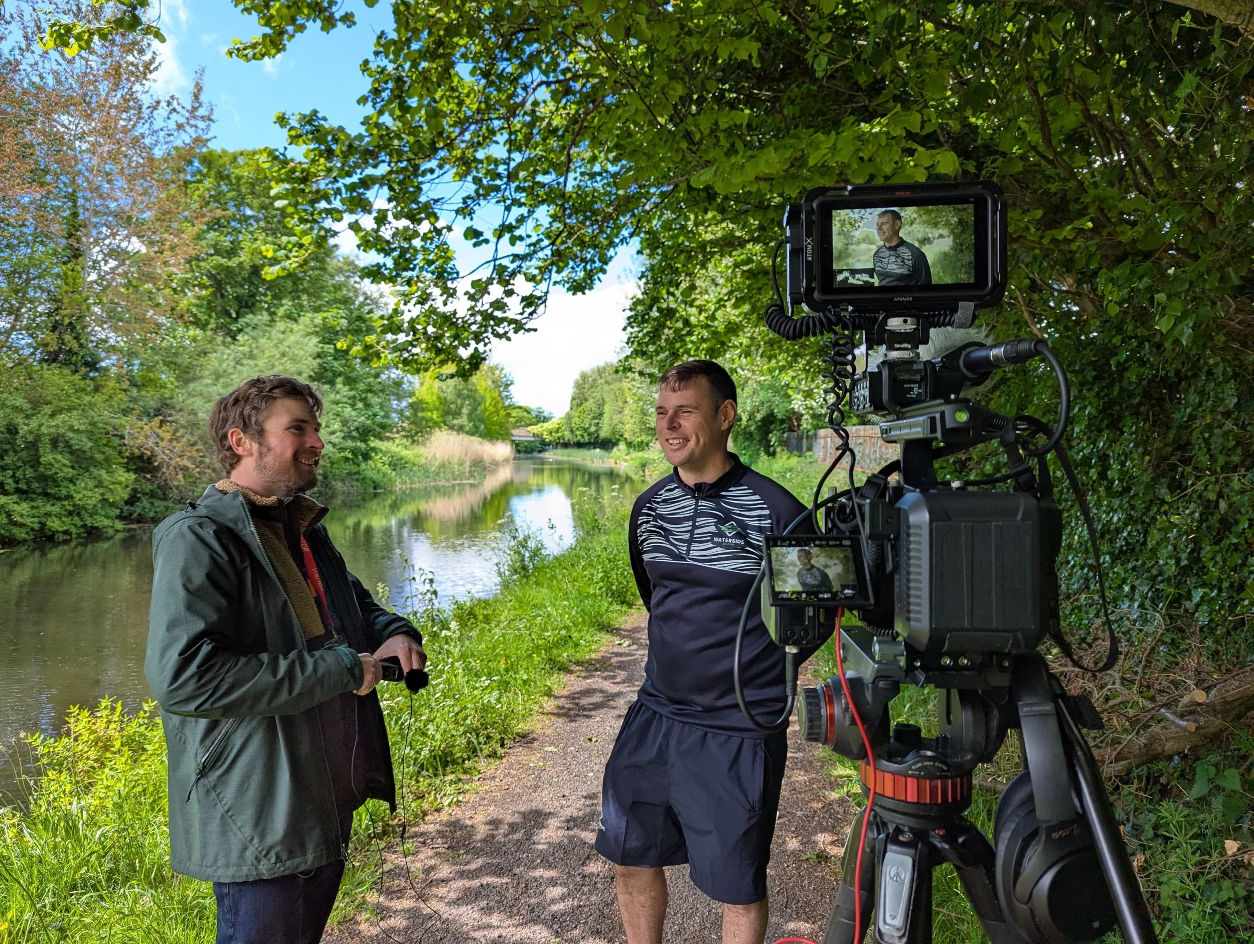 A relaxed shoot day on the waterside with the crew and participants